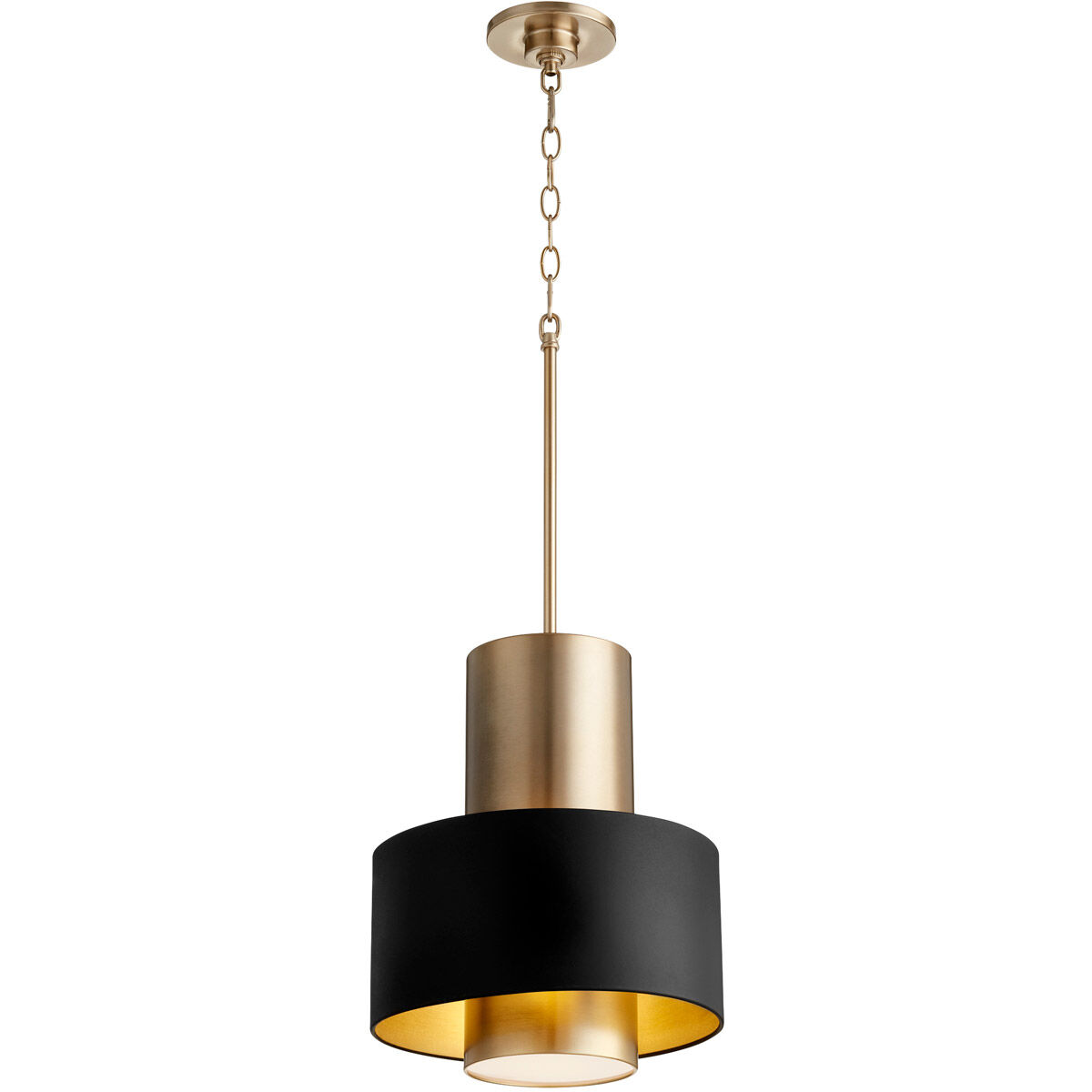 Fort Worth 1 Light 12 inch Noir and Aged Brass Pendant Ceiling Light