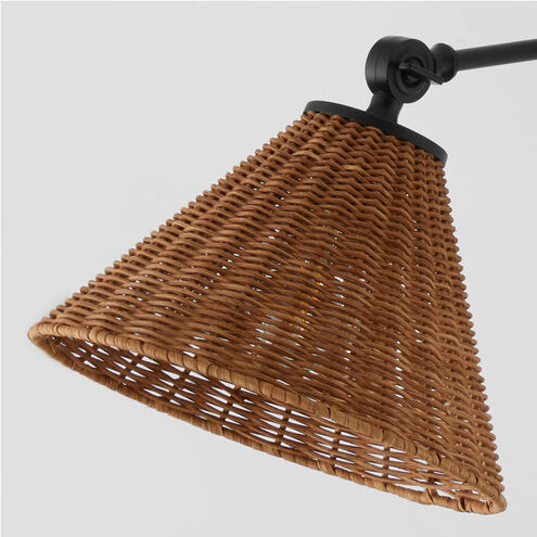 Wicker Wall Mount Wall Light in Matte Black