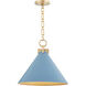 Jackson 1 Light 16 inch Blue and Aged Brass Pendant Ceiling Light