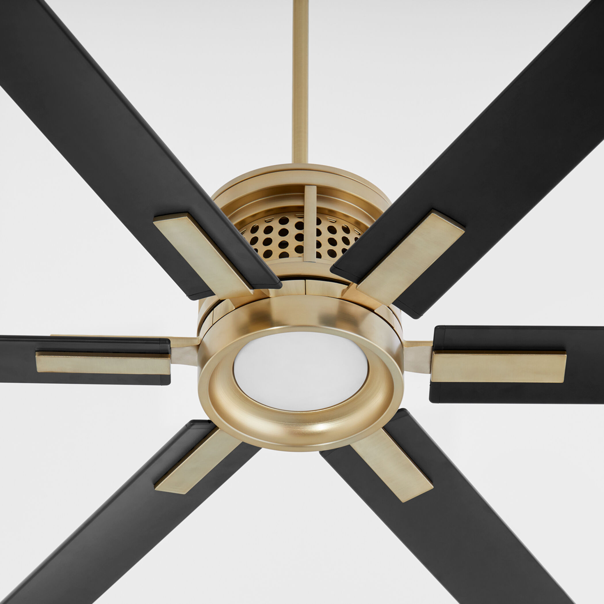 Zeus 80 inch Aged Brass with Matte Black Blades Patio Fan