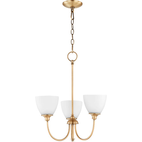 Celeste 3 Light 21 inch Aged Brass Chandelier Ceiling Light, Satin Opal
