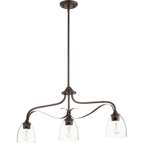 Jardin 3 Light 33 inch Oiled Bronze Island Light Ceiling Light in Clear Seeded