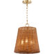 Wicker 3 Light 13 inch Aged Brass Pendant Ceiling Light