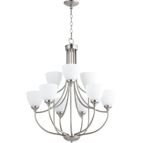 Enclave 9 Light 27 inch Satin Nickel Chandelier Ceiling Light in Satin Opal