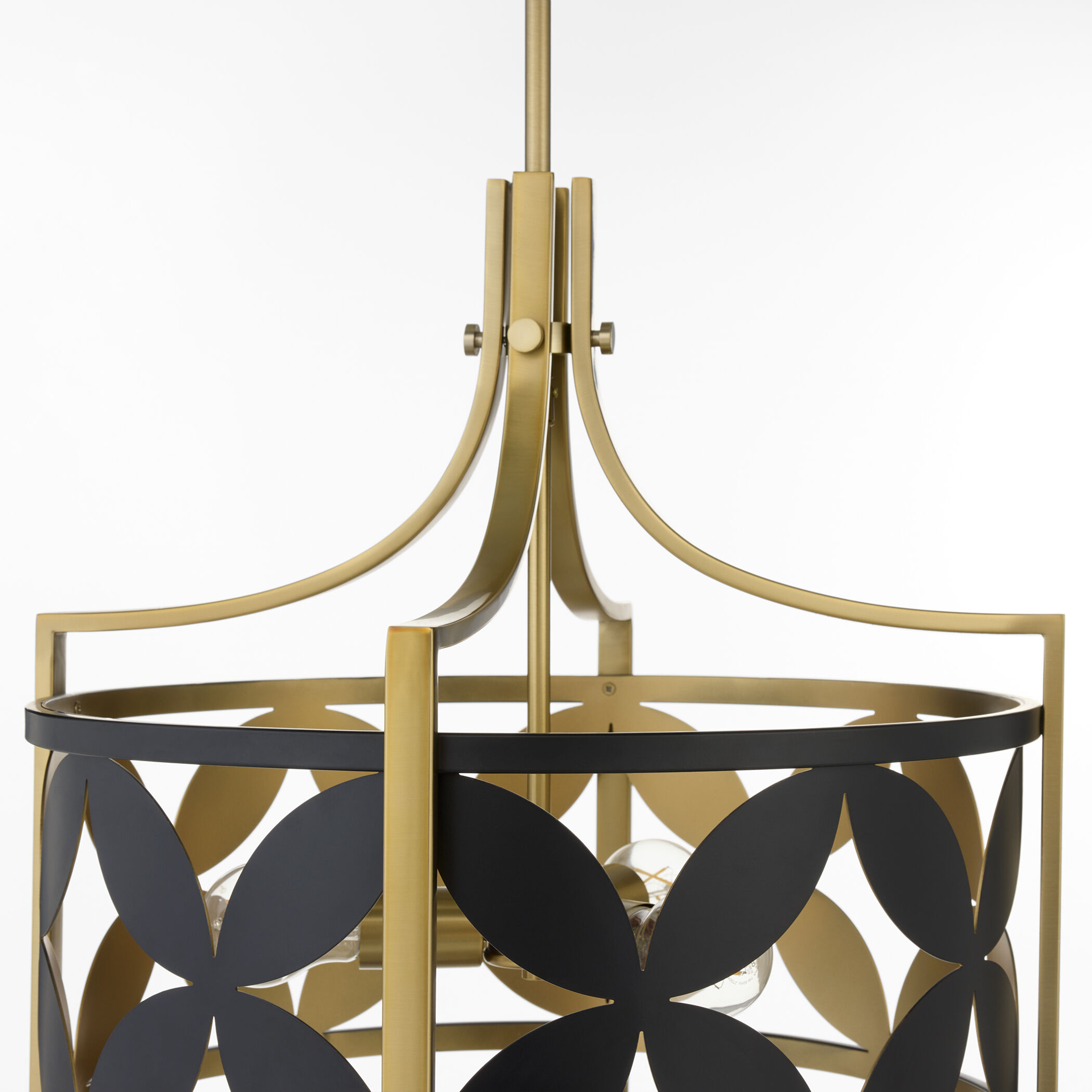 Mariposa 3 Light 19.5 inch Matte Black with Aged Brass Pendant Ceiling Light