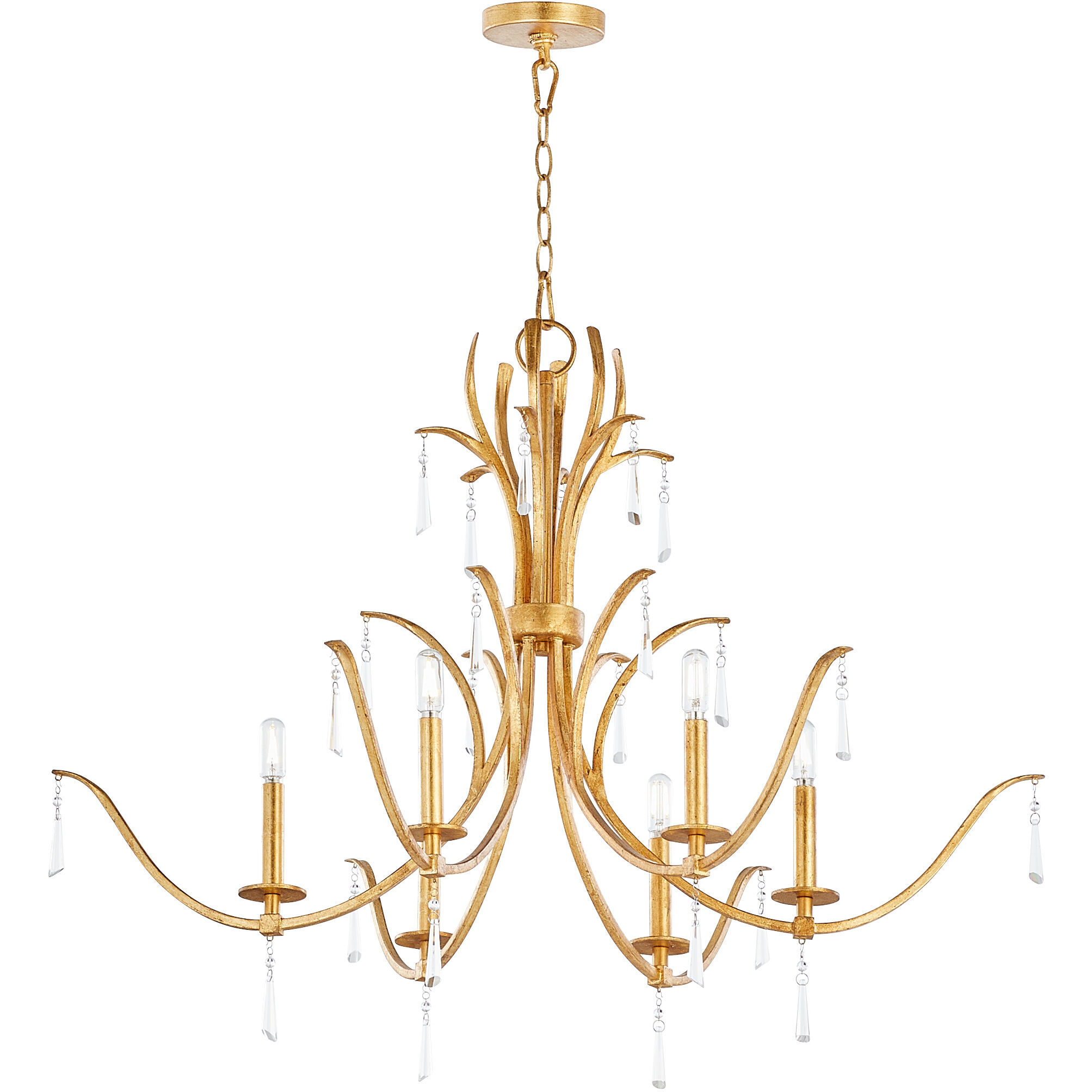 Majesty 6 Light 38 inch Gold Leaf Chandelier Ceiling Light