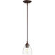 Enclave 1 Light 5.5 inch Oiled Bronze Pendant Ceiling Light in Clear Seeded