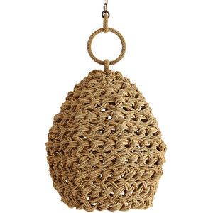 Saxon 3 Light 24 inch Natural and Natural Iron Pendant Ceiling Light