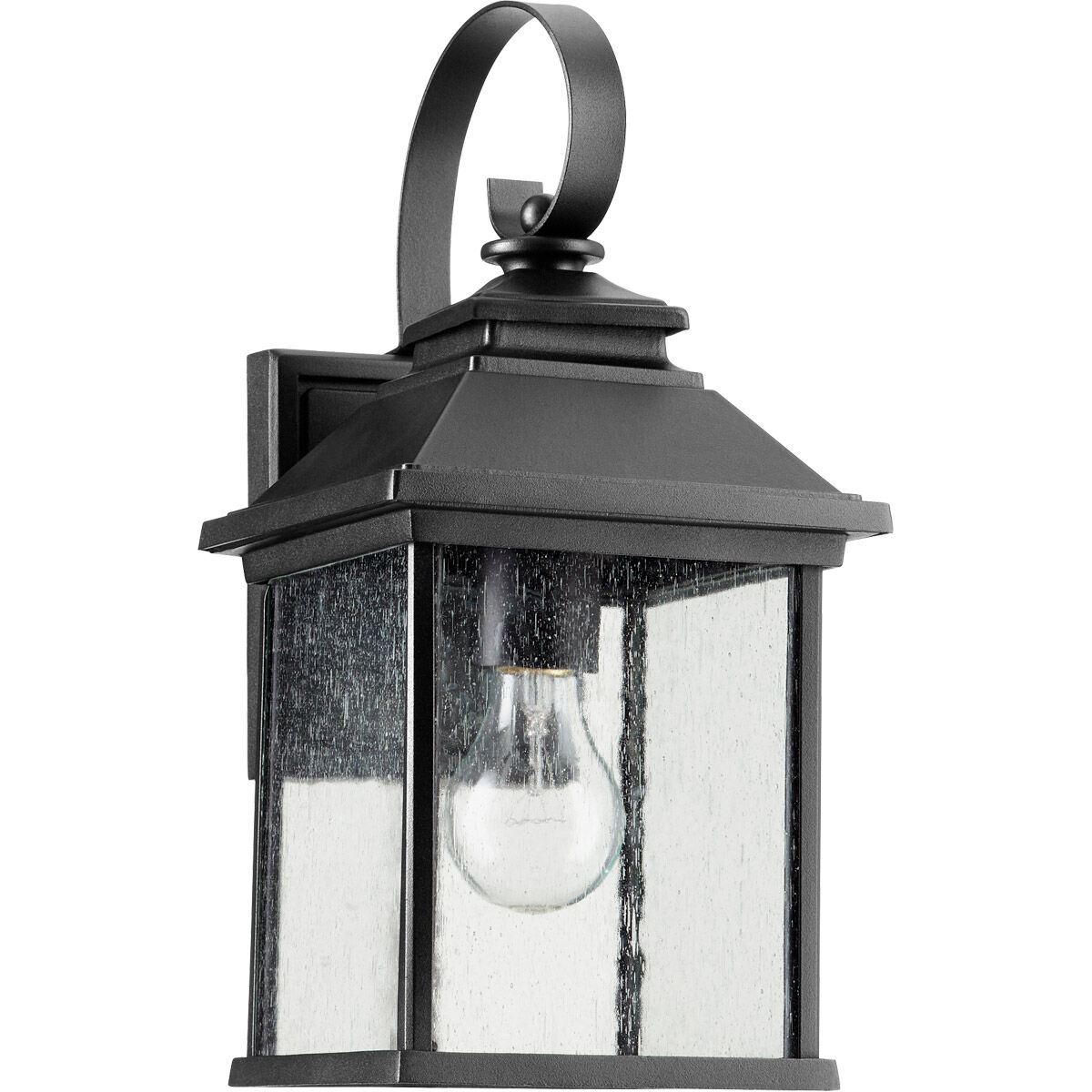 Pearson 1 Light 14 inch Noir Outdoor Wall Lantern, Clear Seeded