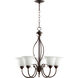 Spencer 5 Light 25 inch Oiled Bronze Chandelier Ceiling Light in Satin Opal