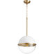 Fort Worth 1 Light 13 inch Studio White and Aged Brass Pendant Ceiling Light