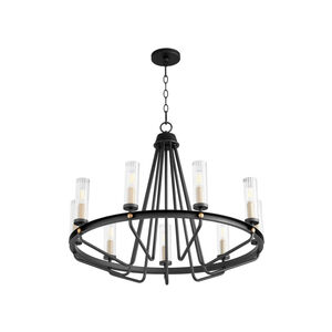 Empire 9 Light 30 inch Noir with Aged Brass Chandelier Ceiling Light