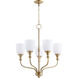 Richmond 5 Light 24 inch Aged Brass Chandelier Ceiling Light in Satin Opal