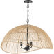 Rattan 3 Light 27 inch Matte Black Pendant Ceiling Light