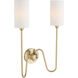 Charlotte 2 Light 15.75 inch Aged Brass Wall Mount Wall Light