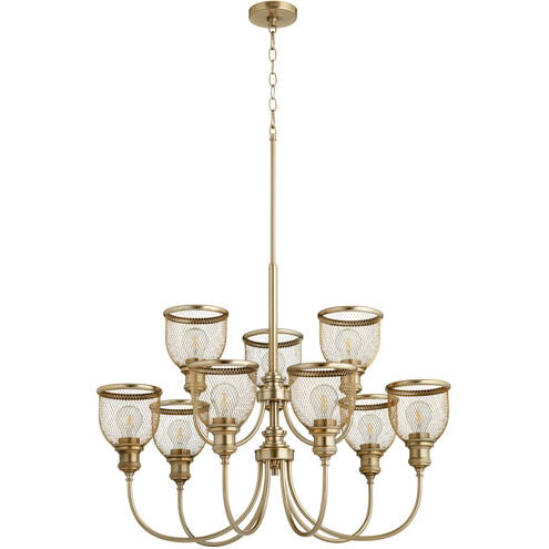 Omni 9 Light 32 inch Aged Brass Chandelier Ceiling Light