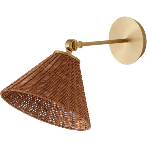 Wicker Wall Mount Wall Light in Aged Brass