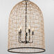 Rattan 5 Light 22 inch Matte Black Pendant Ceiling Light