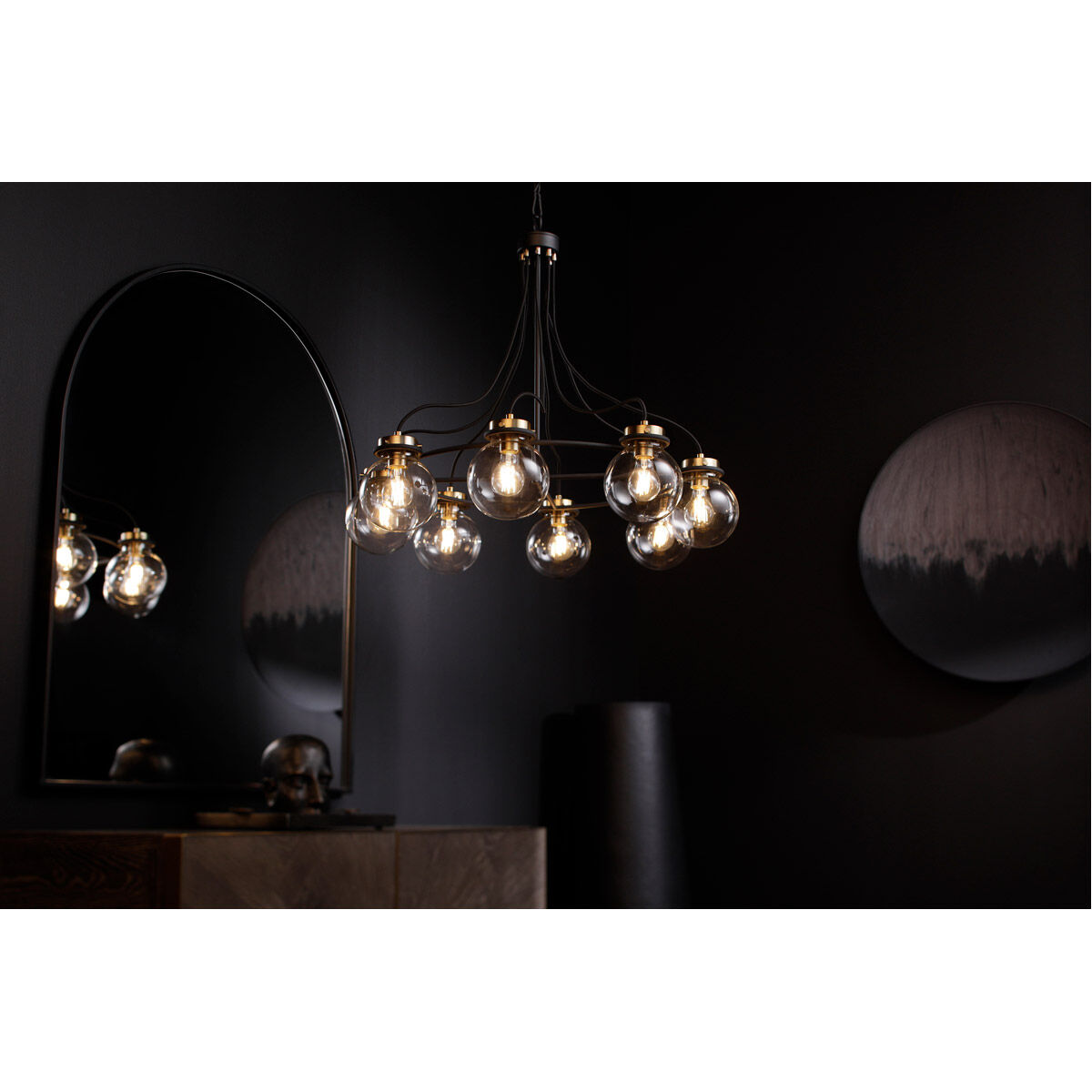 Centauri 8 Light 32 inch Noir with Aged Brass Chandelier Ceiling Light