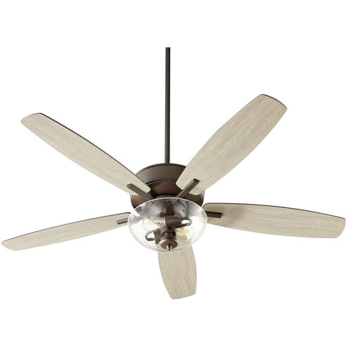 Breeze 52 inch Oiled Bronze with Oiled Bronze and Weathered Oak Blades Ceiling Fan, Quorum Home