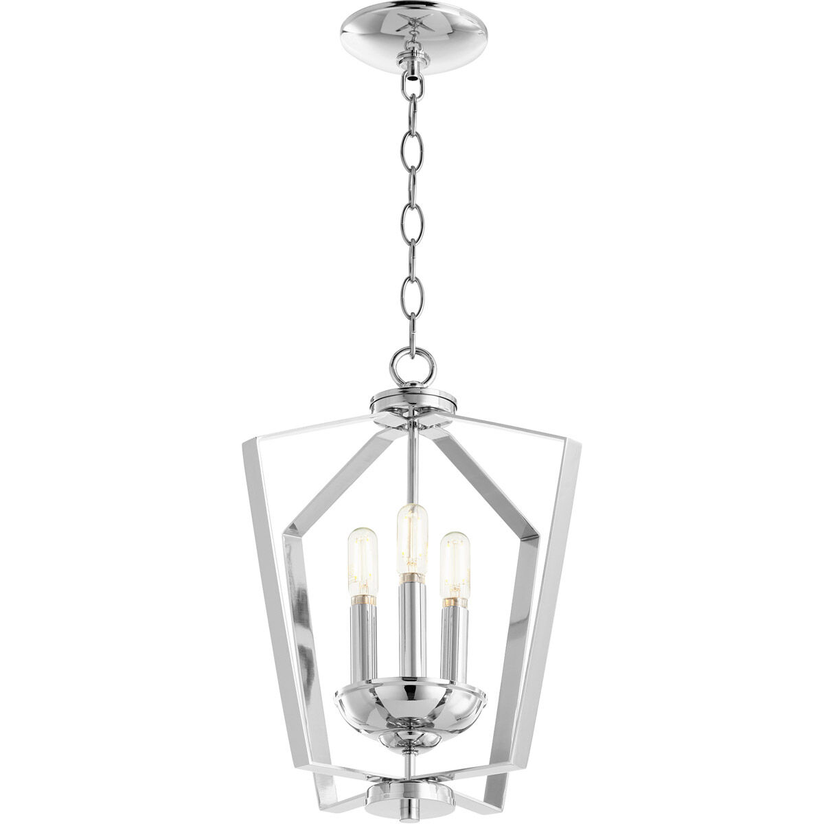 Fort Worth 3 Light 13 inch Chrome Mini Chandelier Ceiling Light, Quorum Home