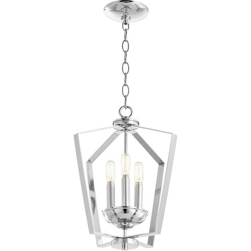 Fort Worth 3 Light 13 inch Chrome Mini Chandelier Ceiling Light, Quorum Home
