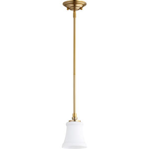 Rossington 1 Light 5 inch Aged Brass Mini Pendant Ceiling Light in Satin Opal
