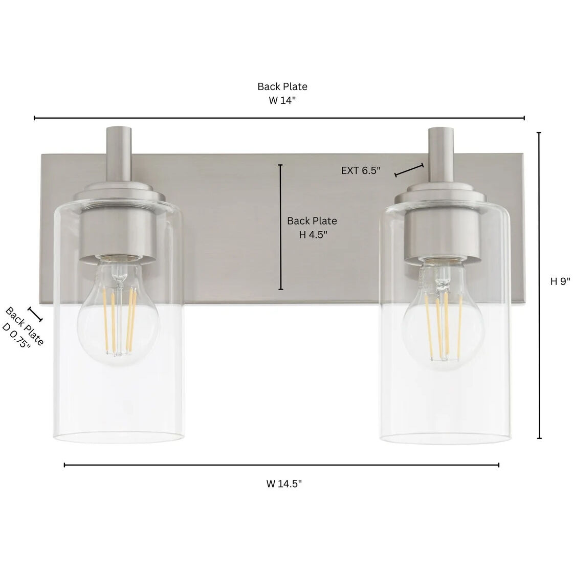 Fallstaff 2 Light 14.5 inch Satin Nickel Vanity Light Wall Light