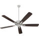 Ovation 60 inch Satin Nickel with Silver/Walnut Blades Ceiling Fan