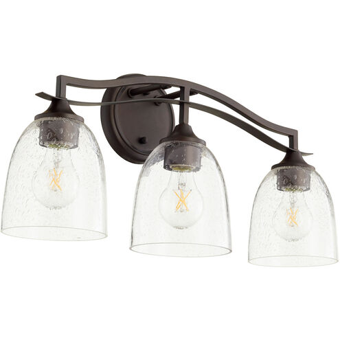 Jardin 3 Light 22 inch Oiled Bronze Vanity Light Wall Light in Clear Seeded