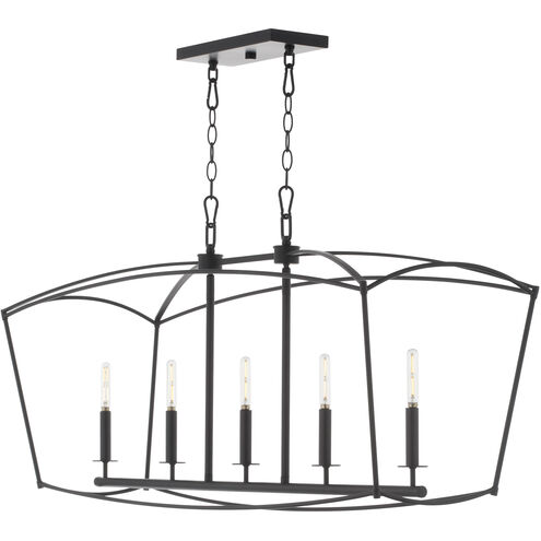 Mantle 5 Light 48 inch Matte Black Linear Chandelier Ceiling Light