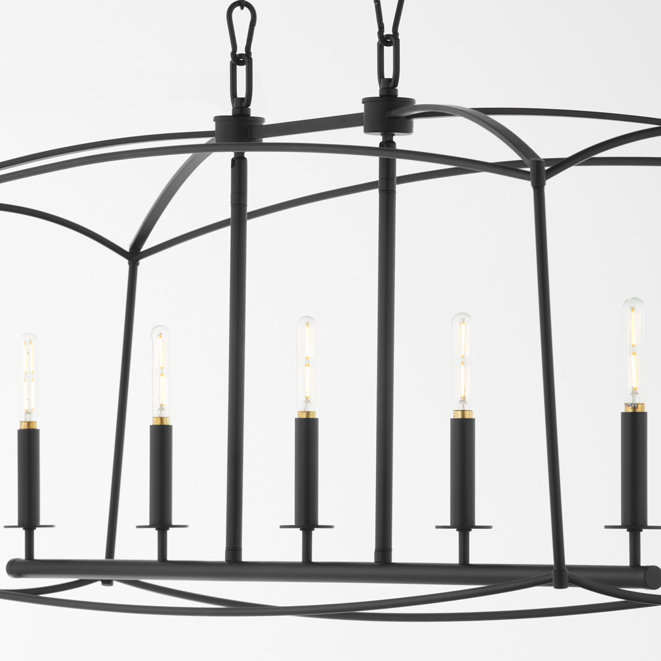 Mantle 5 Light 48 inch Matte Black Linear Chandelier Ceiling Light