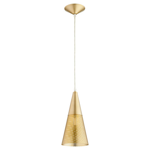Quorum 1316-80 Mesh Cone 1 Light 6 inch Aged Brass Pendant Ceiling