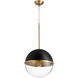 Fort Worth 1 Light 15 inch Noir and Aged Brass Pendant Ceiling Light