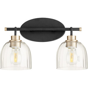 Espy 2 Light 16 inch Noir and Aged Brass Vanity Light Wall Light