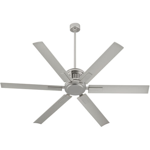 Zeus 65 inch Satin Nickel with Silver Blades Patio Fan