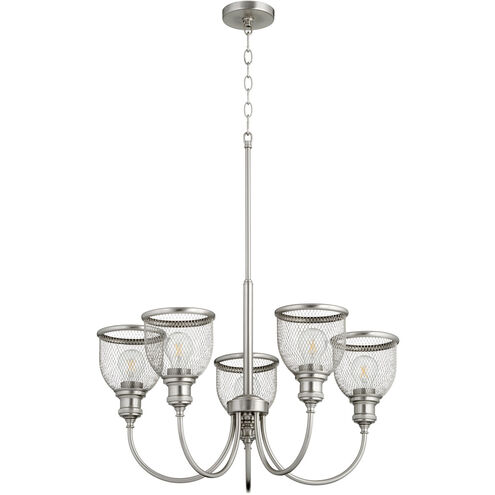 Omni 5 Light 26 inch Satin Nickel Chandelier Ceiling Light, Convertible