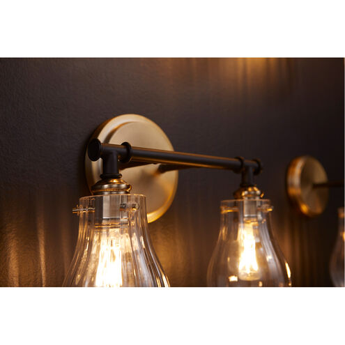 Fort Worth 2 Light 14 inch Noir with Aged Brass Bath Vanity Wall Light