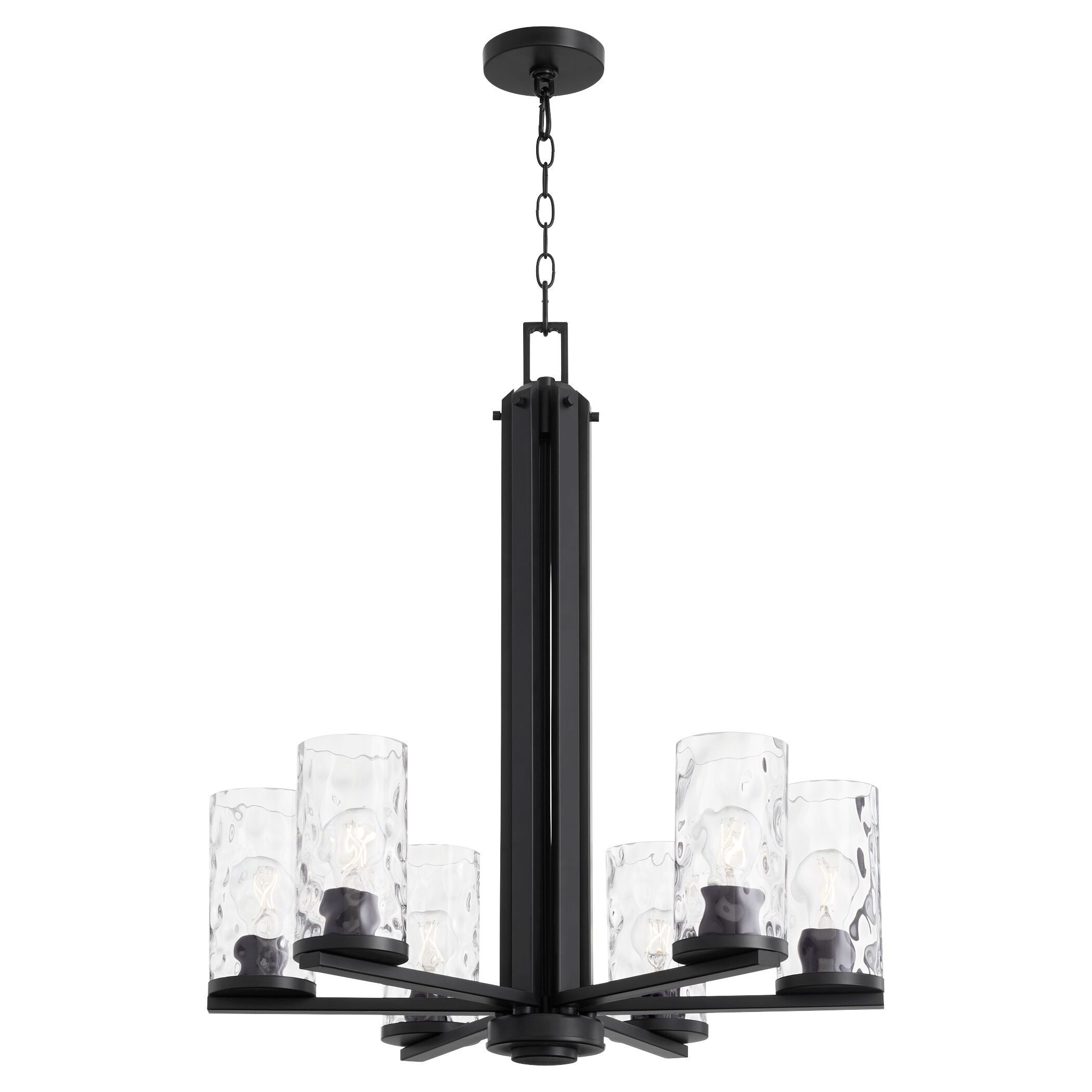 Steinway 6 Light 25 inch Matte Black Chandelier Ceiling Light
