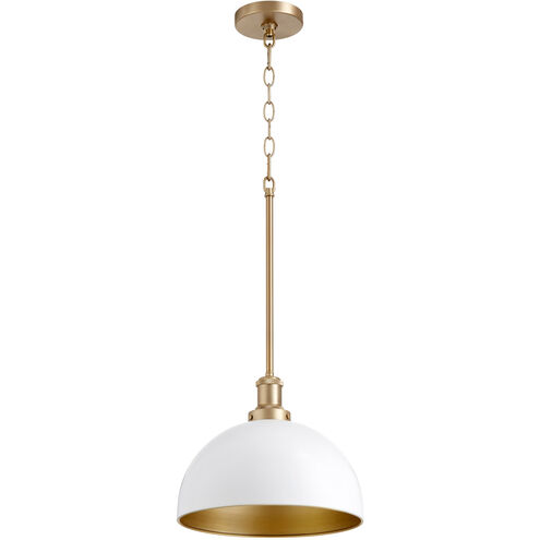 Fort Worth 1 Light 11.75 inch Studio White and Aged Brass Mini Pendant Ceiling Light