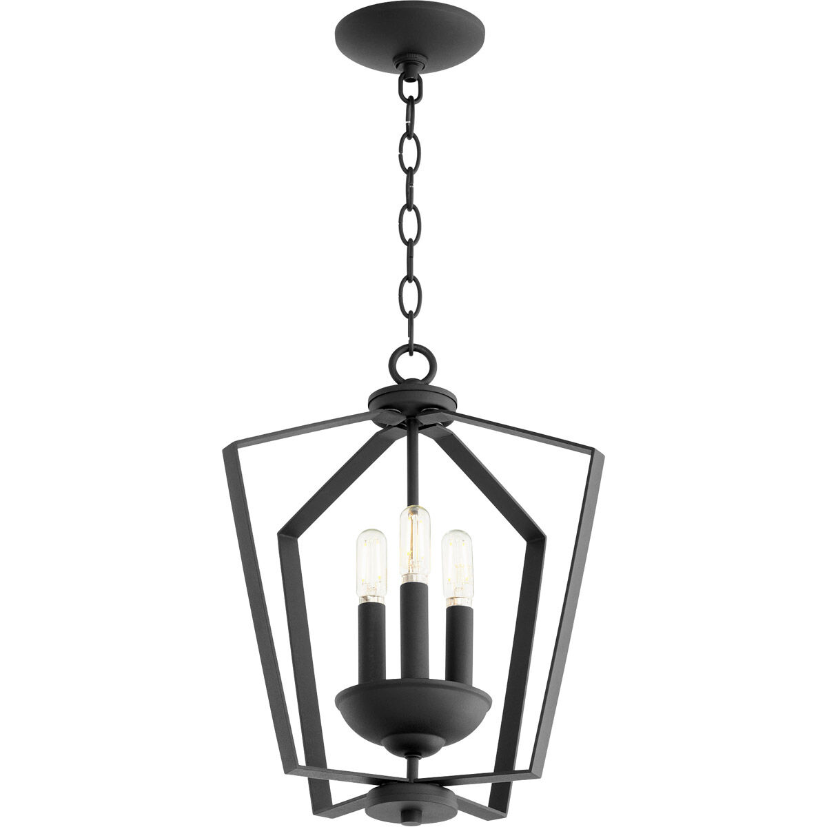 Fort Worth 3 Light 13 inch Noir Mini Chandelier Ceiling Light, Quorum Home