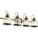 Banded Dome 4 Light 33 inch Aged Brass and Oiled Bronze Vanity Light Wall Light