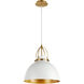 Fort Worth 1 Light 15 inch Studio White and Aged Brass Pendant Ceiling Light