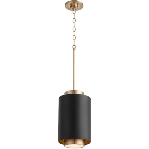 Fort Worth 1 Light 8 inch Noir and Aged Brass Mini Pendant Ceiling Light