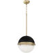 Fort Worth 1 Light 12.75 inch Textured Black with Aged Brass Pendant Ceiling Light