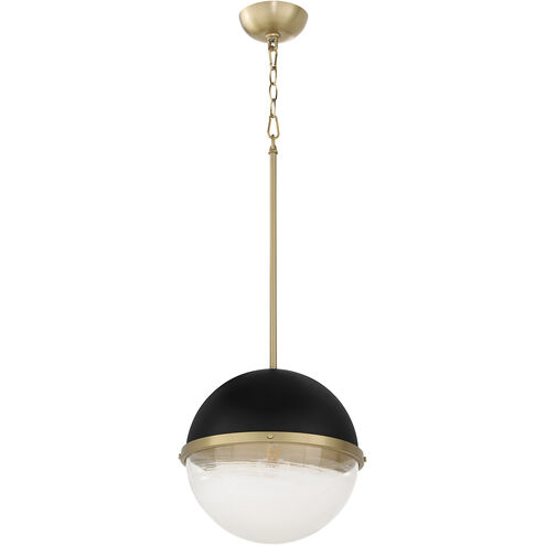 Fort Worth 1 Light 12.75 inch Textured Black with Aged Brass Pendant Ceiling Light
