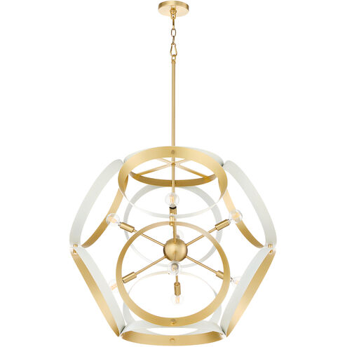 Domain 8 Light 30 inch Studio White and Aged Brass Pendant Ceiling Light