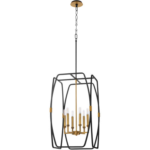 Bishop 6 Light 17.25 inch Matte Black and Brushed Brass Pendant Ceiling Light