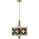 Mariposa 3 Light 19.5 inch Matte Black with Aged Brass Pendant Ceiling Light