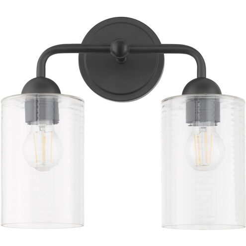 Charlotte 2 Light 13.75 inch Matte Black Vanity Light Wall Light